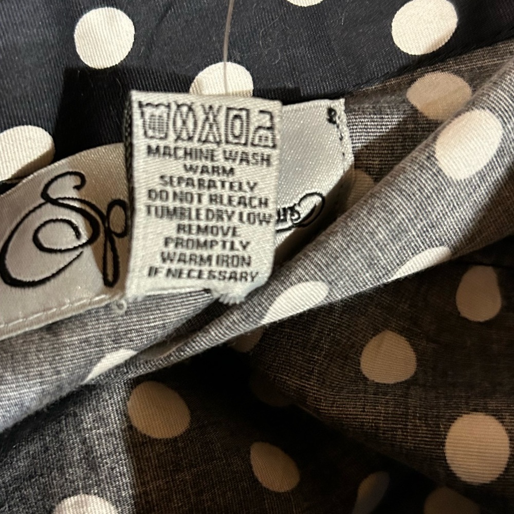 Spoon Jeans Black‎ and White Polka Dot Dramatic Sleeve Button Down Top - Picture 8 of 9